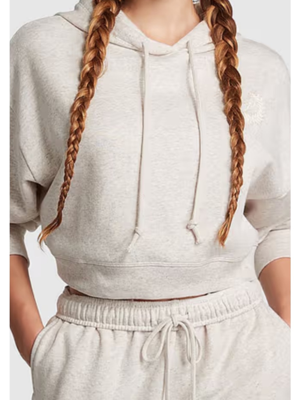 PINK Victoria's Secret Neutral Oatmel Cropped Hoodie new with tags.
